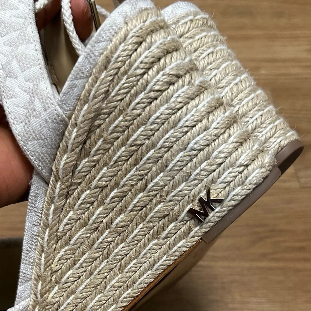 MICHAEL KORS Wedge Monogram Platform Sandals Espadrilles